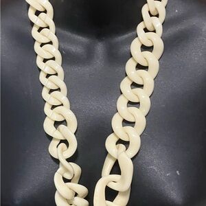 Long vintage Lucite necklace link links, vanilla